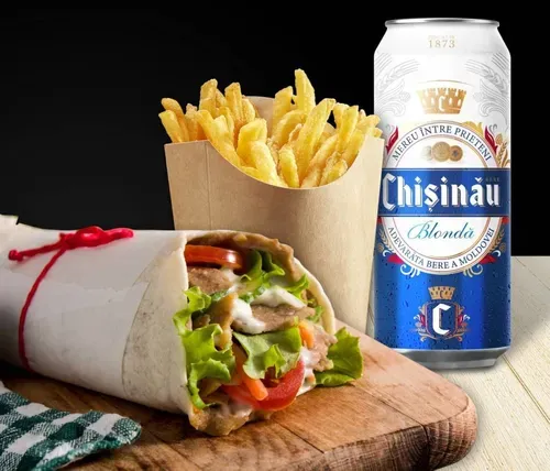 Meniu: kebab de pui, mic + Bere Chișinău Blondă